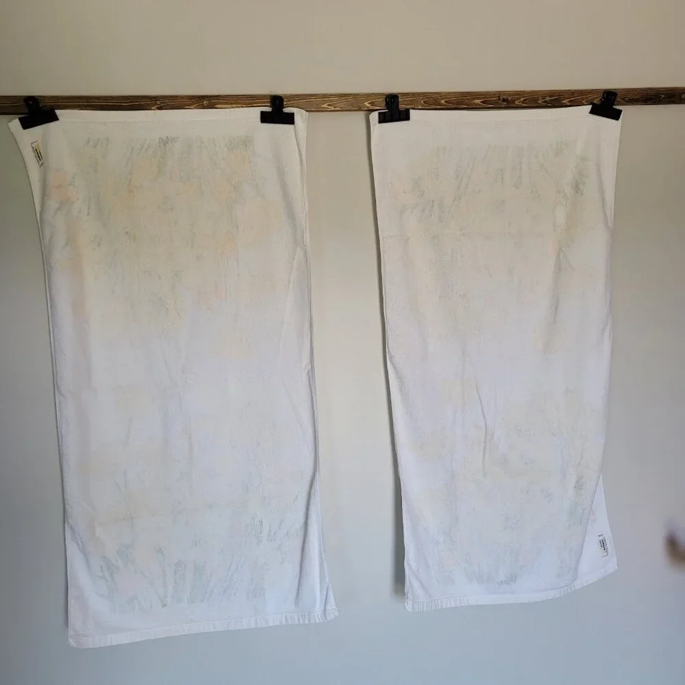 Vintage Vera Neumann Bath Towels - Peony (2) Yellow Floral Cotton U.S.A.